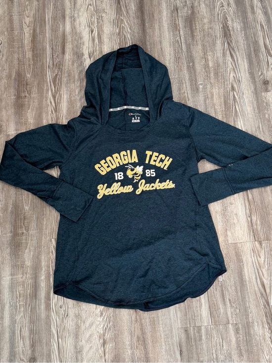 Champion Tops - Champion Women’s Georgia Tech Yellow Jackets Blue Lightweight Hoodie size Large